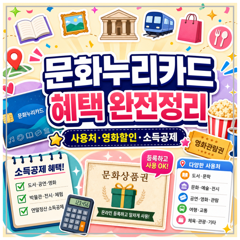 문화누리카드 사용처부터 롯데시네마 할인과 문화상품권 등록 소득공제까지