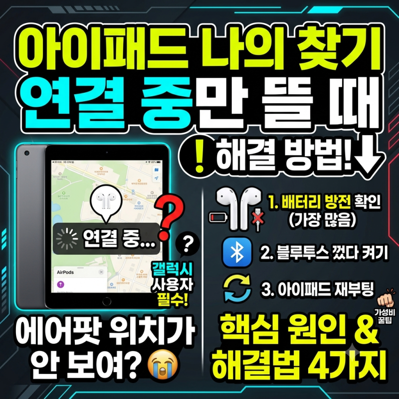 아이패드 나의 찾기 연결 중 오류! 십중팔구 '이것' 때문입니다 (에어팟 위치가 안 보이는 이....