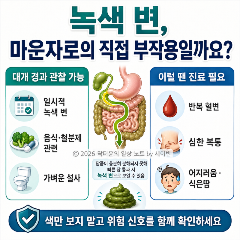 마운자로 후 변 색이 녹색변이나 혈변처럼 달라졌다면 괜찮은 걸까요?