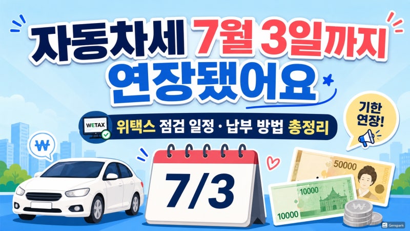 자동차세 7월 3일까지 연장됐어요! 위택스 점검 때문에 꼭 알아야 할 납부 방법