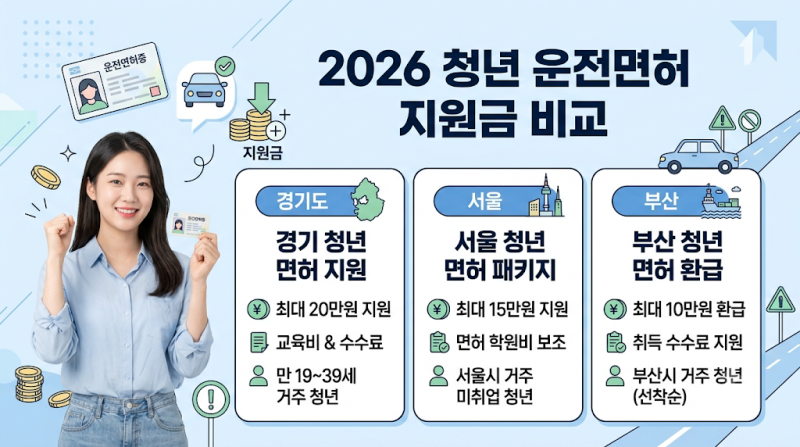 2026 청년 운전면허 지원금 경기도·서울·부산 신청 전 확인할 점