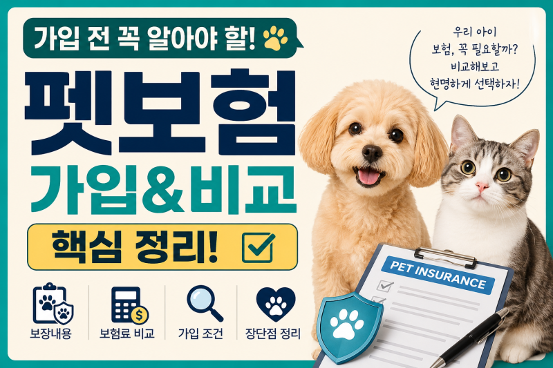펫보험 가입 및 비교, 꼭 알아야 할 핵심 정리! 댕냥이 병원비 폭탄 막는 핵심 가이드