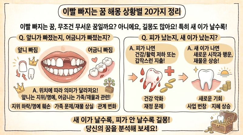 이빨 빠지는 꿈 해몽 20가지 | 치아 빠지는 꿈, 어금니 빠지는 꿈 총정리