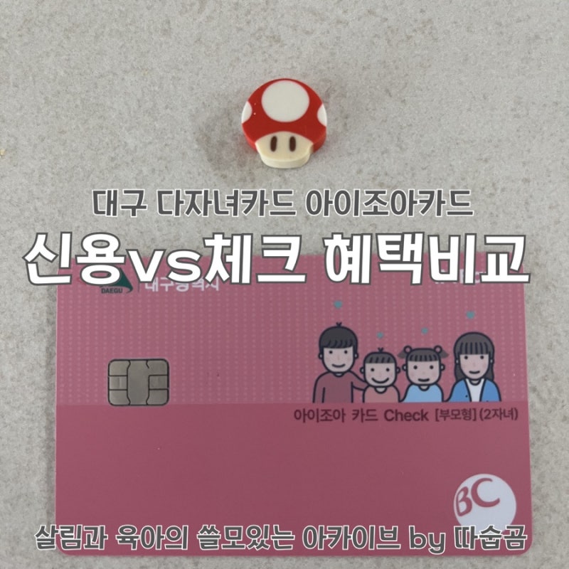 대구 다자녀카드 아이조아카드 신용카드와 체크카드 혜택 비교
