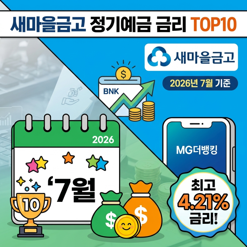 새마을금고 정기예금 금리 TOP10 — 2026년 7월 기준