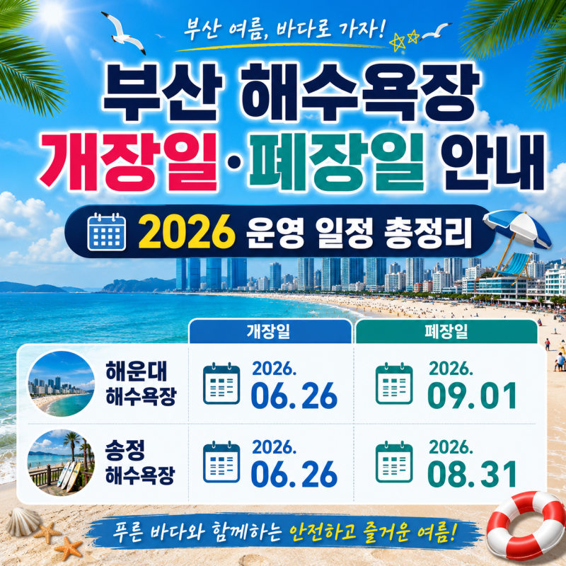 부산 해운대·송정 해수욕장 개장일 총정리｜2026 운영기간·주차장·야간 즐길거리
