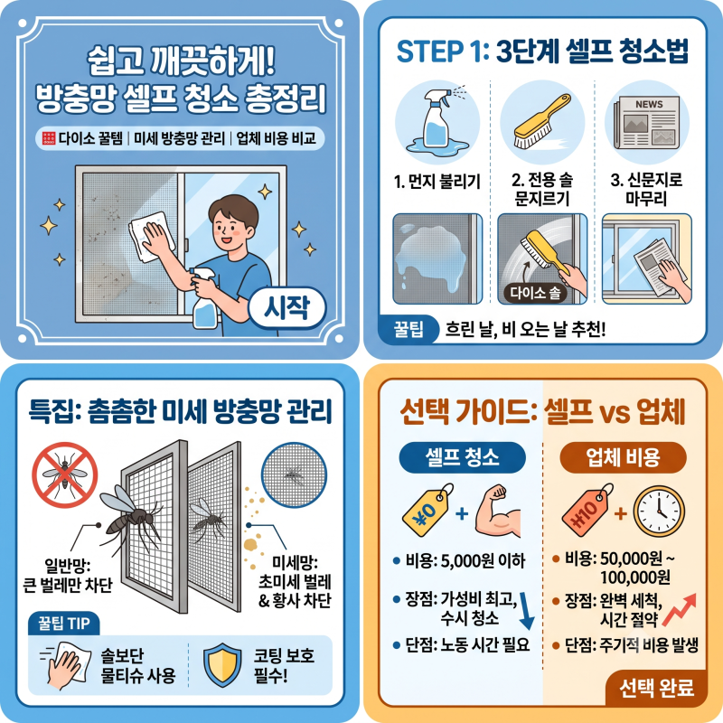방충망 청소하는법 셀프 도구 정리 | 신문지, 분무기, 청소기, 다이소 청소솔 (+ 미세방충망, ....