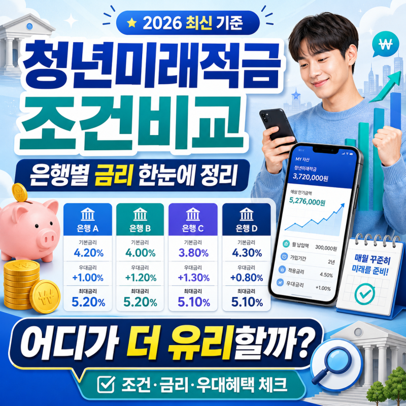 청년미래적금, 은행 아무 데나 가입하면 손해 조건·금리 비교정리