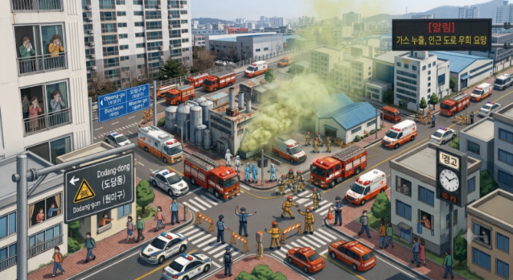 경기도 부천시 도당동 169-10인근에서 <b>암모니아 가스</b>가 <b>누출</b> 사고가 ....