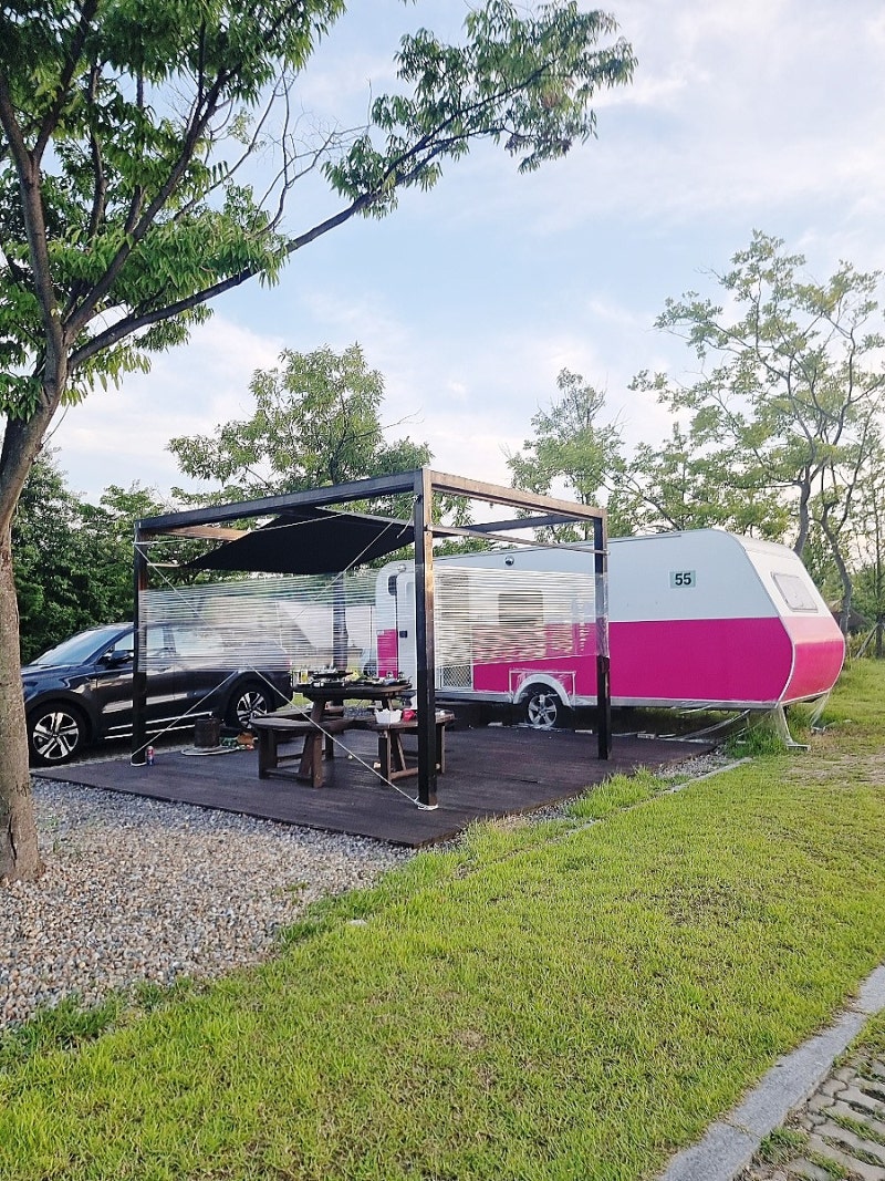 인천 서구 청라 카라반 캠핑장, 노을진캠핑장 : 3인 카라반 55번, 아기랑 1박 솔직후기!