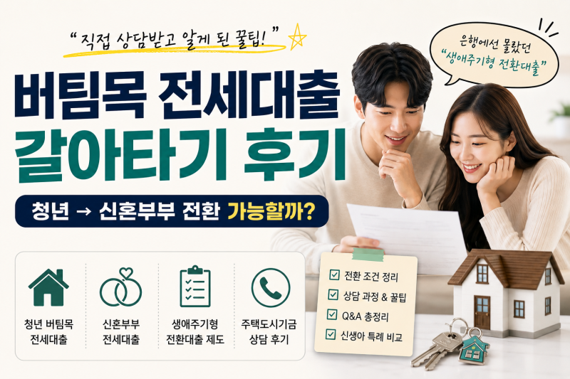 [버팀목전세대출] 청년→신혼부부 전환 후기, 구세주 생애주기형 전세자금 전환대출?!