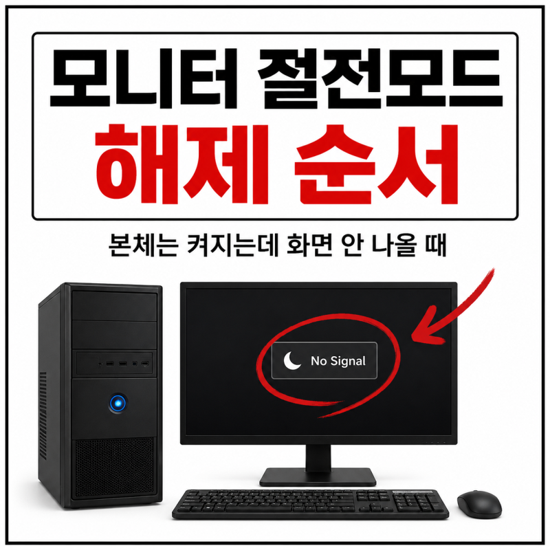 컴퓨터 모니터 절전모드 해제, 본체는 켜지는데 화면 안나올 때 확인 순서