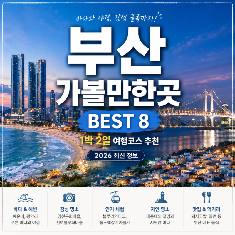 부산 가볼만한곳 BEST 8! 1박 2일 여행코스 추천 (2026 최신)