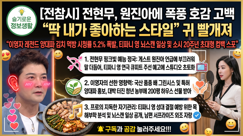 [연예/이슈] "귀 새빨개졌다" 전현무, 원진아 향한 폭풍 호감 고백… '김친놈' 이영자의 레전....