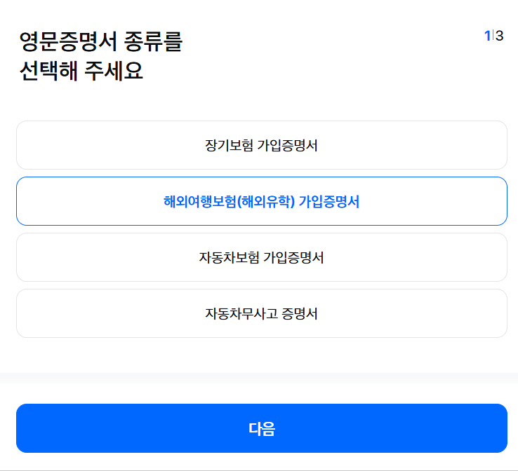 체코 여행자보험 필수 삼성화재 영문 증명서 출력하기