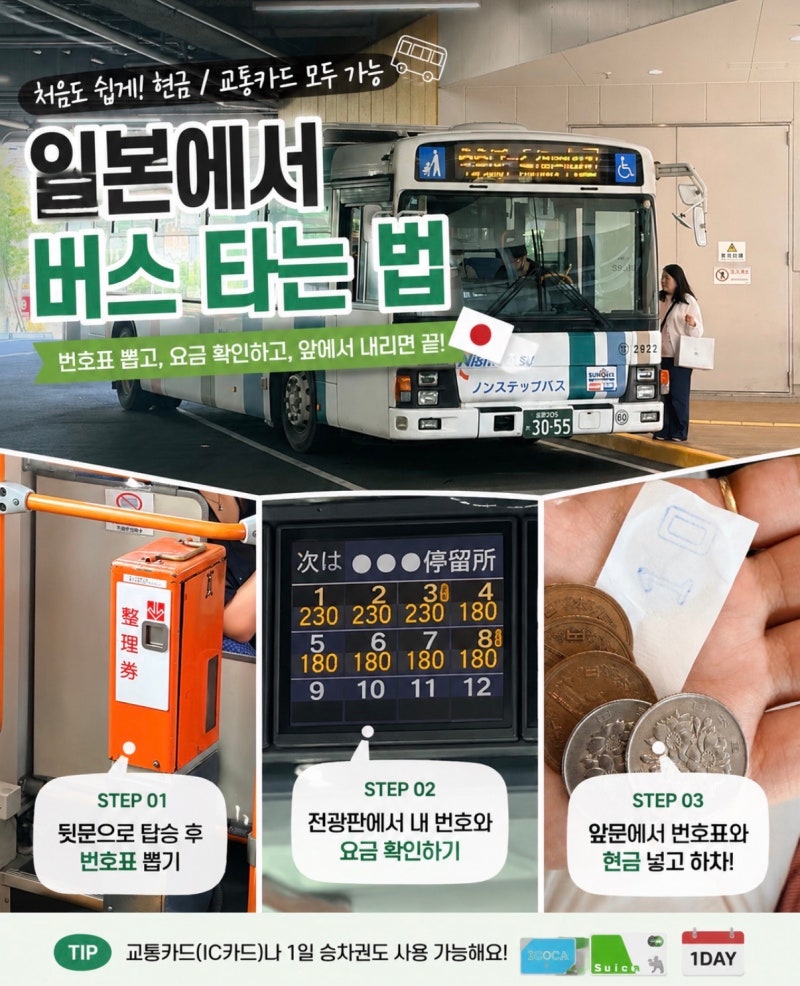 일본 버스 현금으로 타는 법｜처음 가도 쉽게 이용하는 방법