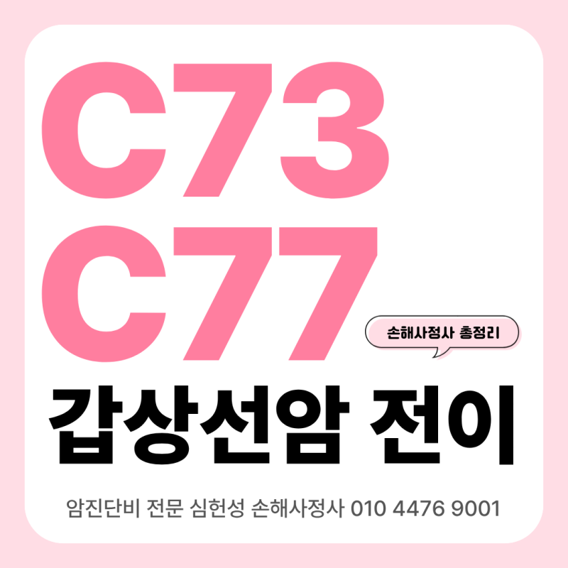 갑상선암 전이 보험금 C73 C770 손해사정사 총정리 필독