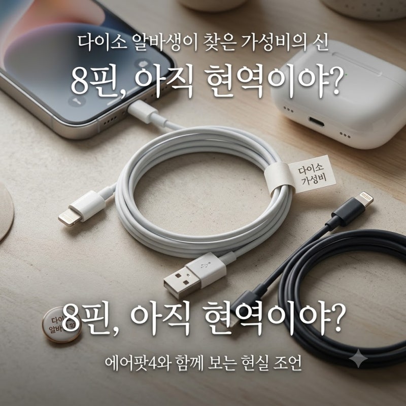 [다이소 알바생 추천템] 다이소 아이폰 충전기 (8핀 케이블)