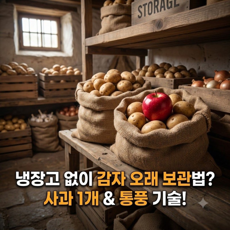 냉장고 없이 감자 오래 보관하는 법? 사과 1개의 놀라운 비밀과 통풍의 기술