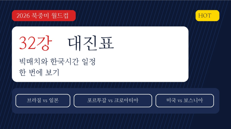 32강 대진표 2026 북중미 월드컵, 빅매치와 한국시간 일정 한 번에 보기