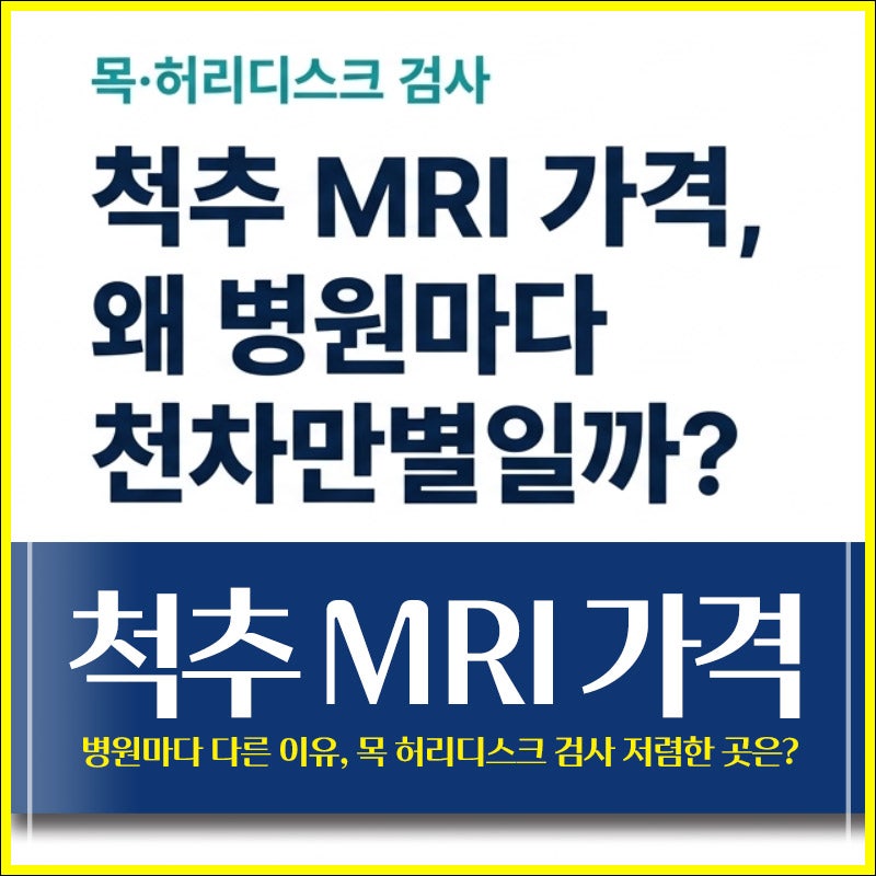 척추 MRI 가격 병원마다 다른 이유, 목 허리디스크 검사 저렴한 곳은?