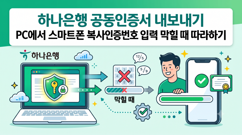 하나은행 공동인증서 내보내기 PC에서 스마트폰 복사하기 인증번호 입력 막힐 때 따라하기
