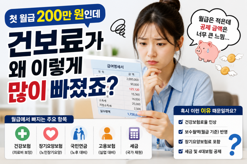 첫 월급 200만 원인데 건보료가 왜 이렇게 많이 빠졌죠?
