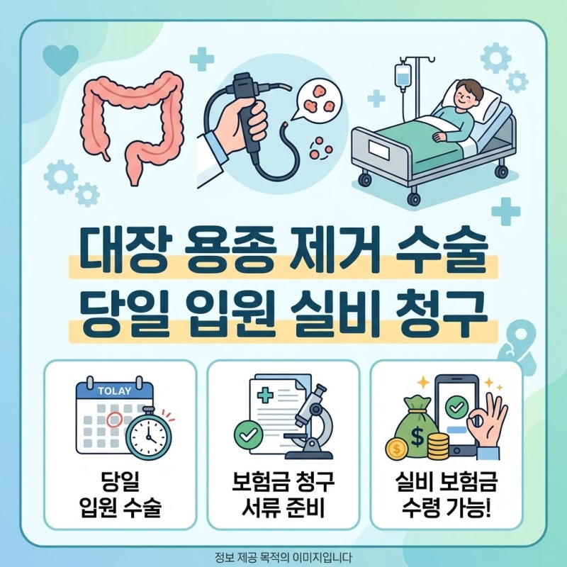 대장 용종 제거 수술 당일 입원 실비 청구로 통원 한도 극복하는 방법