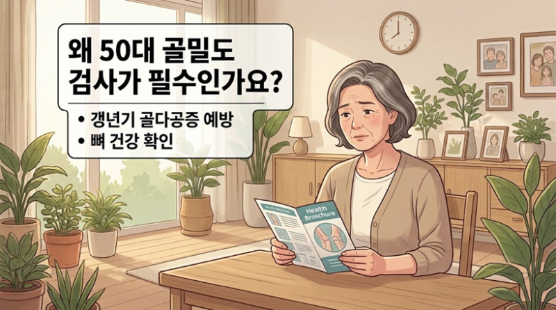 50대 갱년기 골다공증 예방, 보건소 '무료 골밀도 검사'로 뼈 건강 챙기세요!
