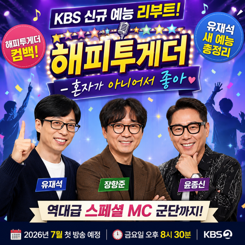 KBS 신규 예능 리부트! 해피투게더-혼자가 아니어서 좋아 총정리 : 유재석, 장항준, 윤종신과 ....