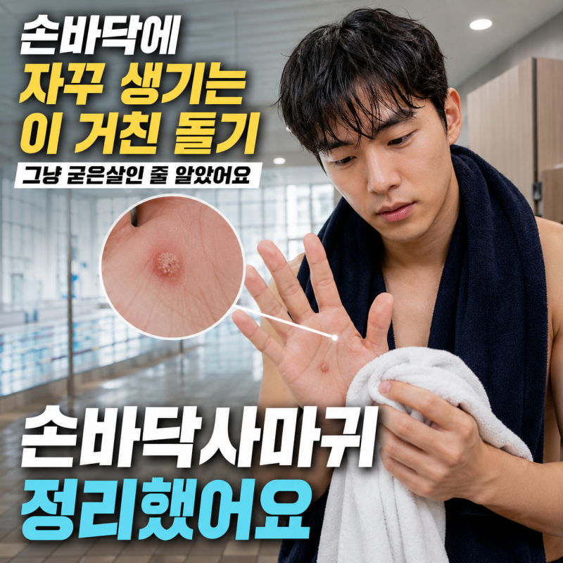 손바닥에 자꾸 생기는이 거친 돌기 그냥 굳은살인 줄 알았어요 손바닥사마귀 정리했어요