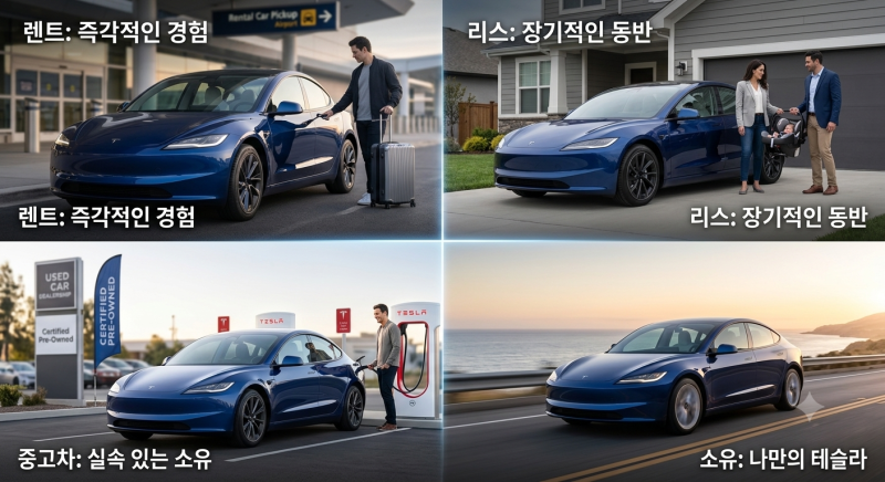 테슬라 도입 프로젝트: 렌트, 리스, 중고차 중 내게 맞는 최적의 선택은?