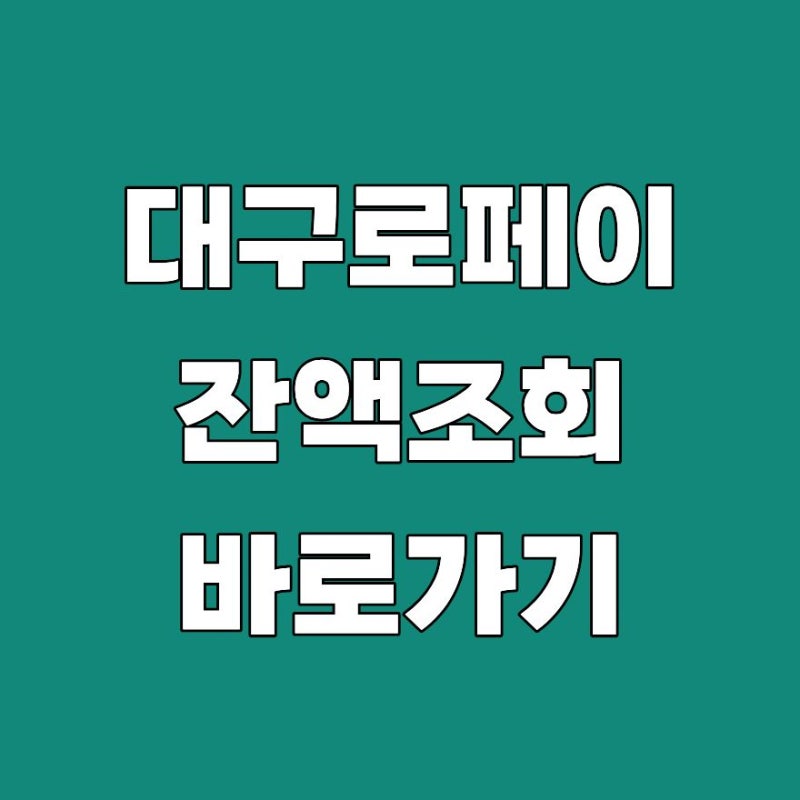 대구로페이 잔액조회 방법 모바일 전화번호 확인 방법 2026
