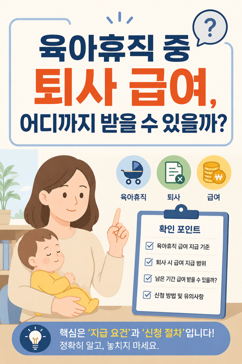 육아휴직 중 퇴사 급여 어디까지 받을 수 있을까요?