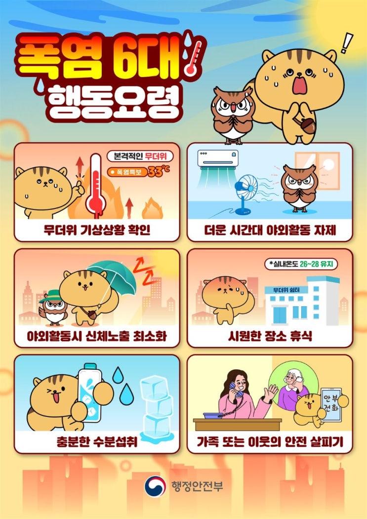 전국 <b>폭염</b> 위기<b>경보</b> '주의' <b>격상</b>…정부, 취약계층 보호 강화 등... 