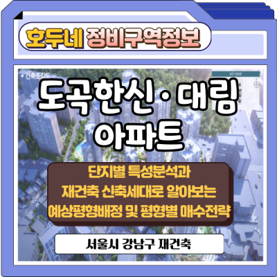 도곡한신·대림아파트 단지별 특성분석과 재건축 신축세대로 알아보는 예상평형배정 및 평형별 매수전략(강남구 재건축)