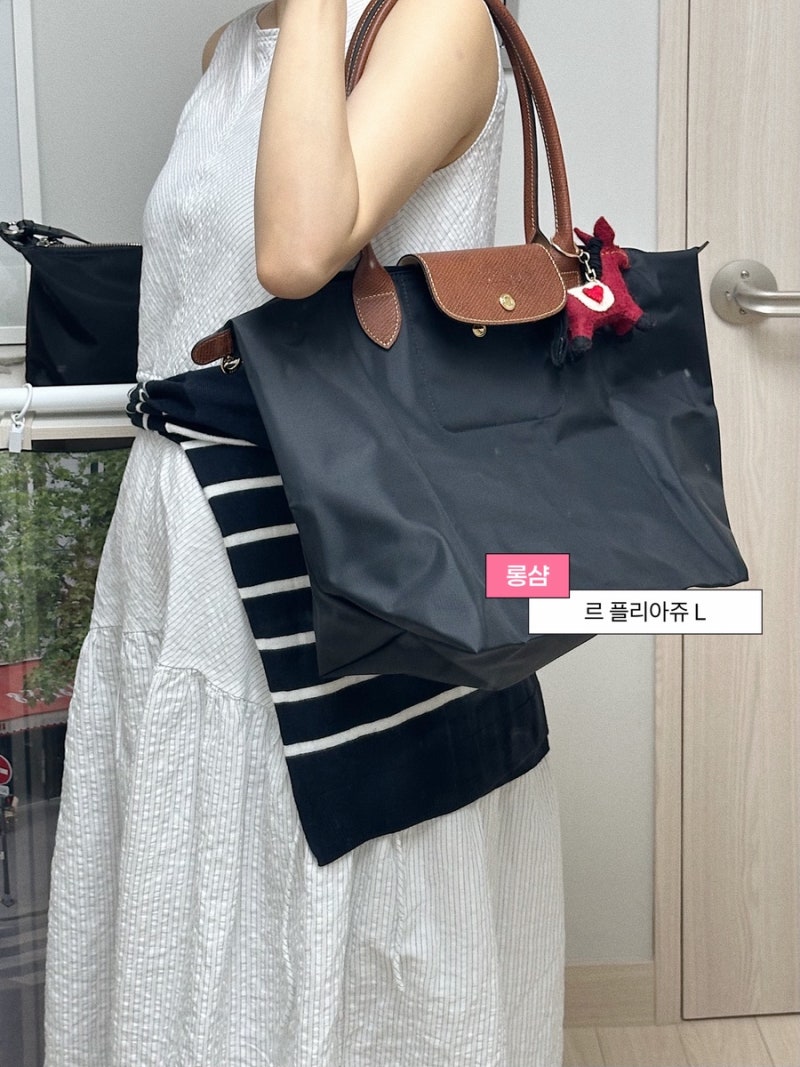 기저귀가방 추천 으로 유명한 롱샴 라지 르 플리아쥬 솔직 구매 후기 (키작녀 임산부 착용)