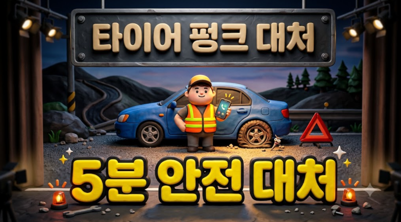 주행 중 자동차 타이어 펑크 대처법, 당황하지 않고 5분 만에 해결하는 안전 행동 요령