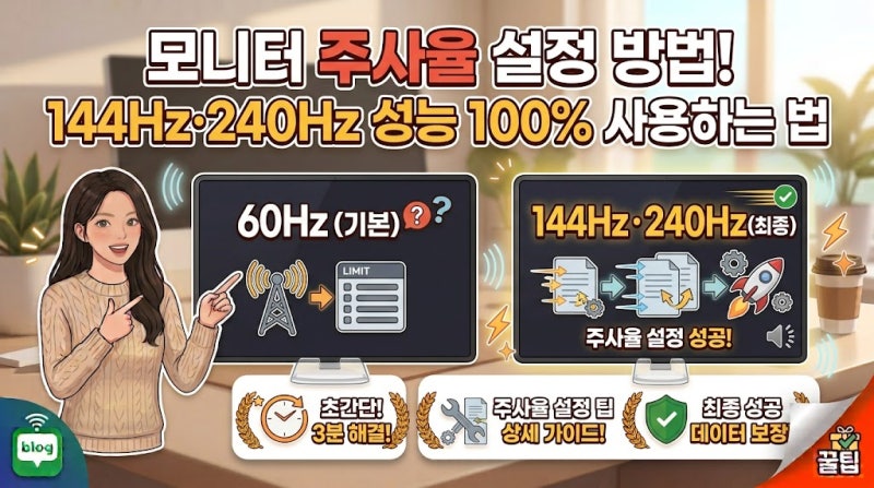 모니터 주사율 설정 방법! 144Hz·240Hz 성능 100% 사용하는 법