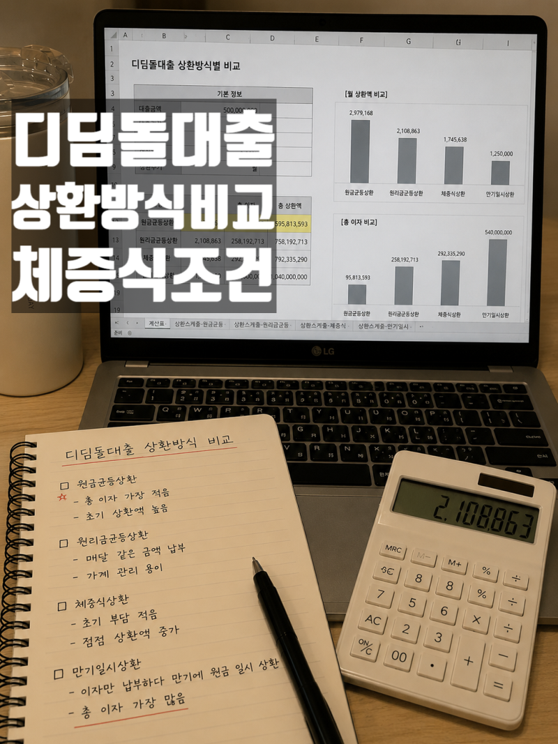 디딤돌대출 상환방식 비교 - 체증식·원리금균등·원금균등 어떤 게 유리할까?