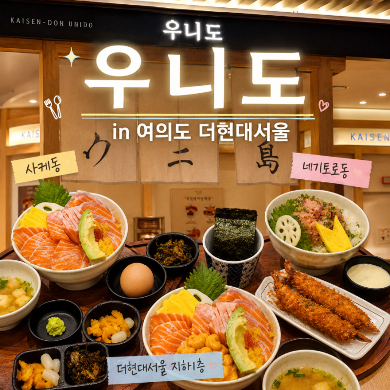 더현대서울맛집 우니도 여의도 카이센동 맛집에서 연어덮밥 먹고 왔어요