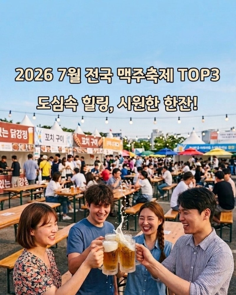 2026년 7월 전국 맥주축제 일정 TOP 3 총정리 (대구 치맥/강릉 경포/홍천강)