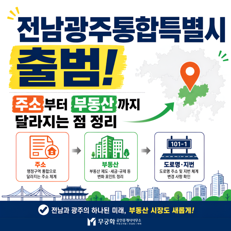 <b>전남광주통합특별시 출범</b>! 주소부터 부동산까지 달라지는 점 정리