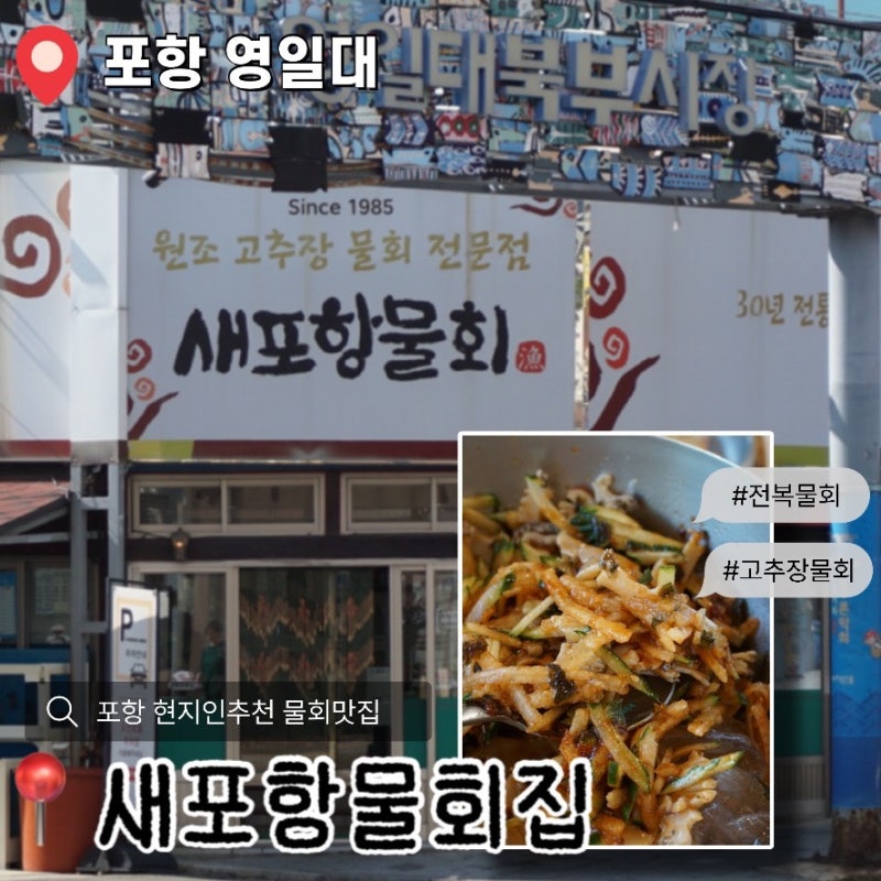 새포항물회집 | 포항 영일대 해수욕장 근처 현지인이 추천하는 원조 고추장 물회 맛집