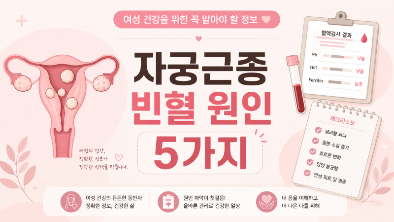 자궁근종 빈혈 원인 5가지, 생리과다와 하혈이 반복된다면