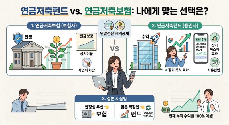 [개인연금] 사회초년생 필수 시청! 연금저축펀드 vs 연금저축보험, 내게 맞는 상품은?