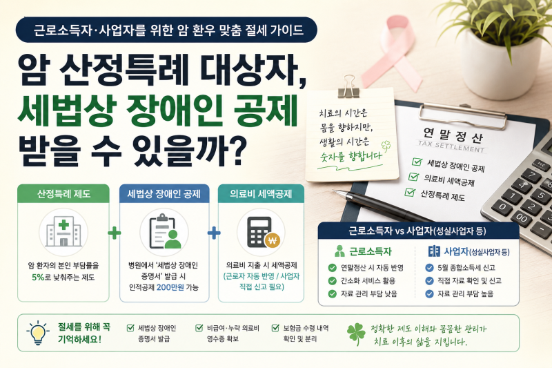 암 산정특례 대상자, 세법상 장애인 공제받을 수 있을까? (feat. 근로소득자·사업자를 위한 ....