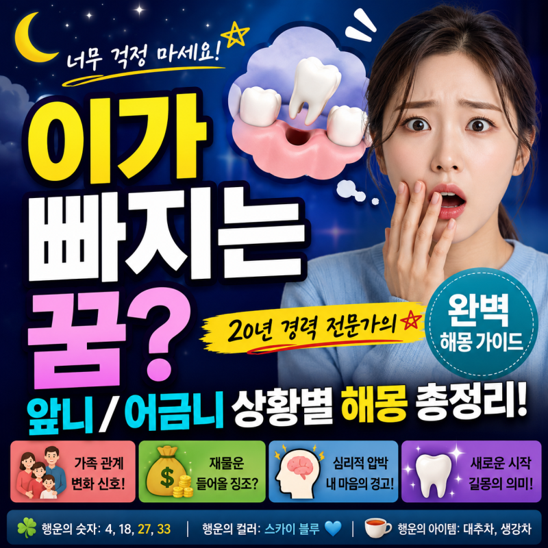 이가 빠지는 꿈? 너무 걱정 마세요! 앞니/어금니 빠지는 꿈 완벽 해몽 가이드