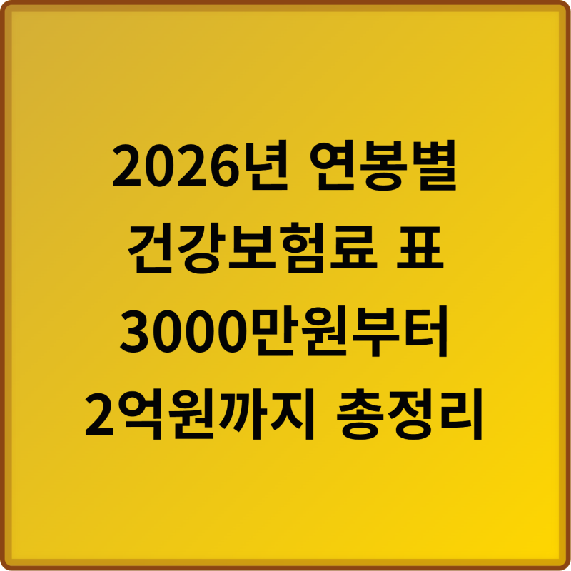 2026년 연봉별 건강보험료 표 3000만원부터 2억원까지 총정리