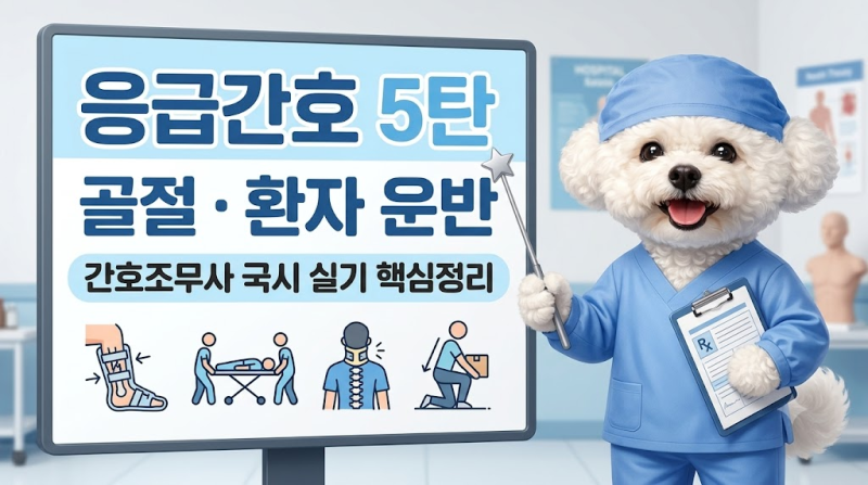 [2026 간호조무사 국시 실기] 응급간호⑤ 골절과 환자 운반 핵심정리｜부목고정·척추손상·이....